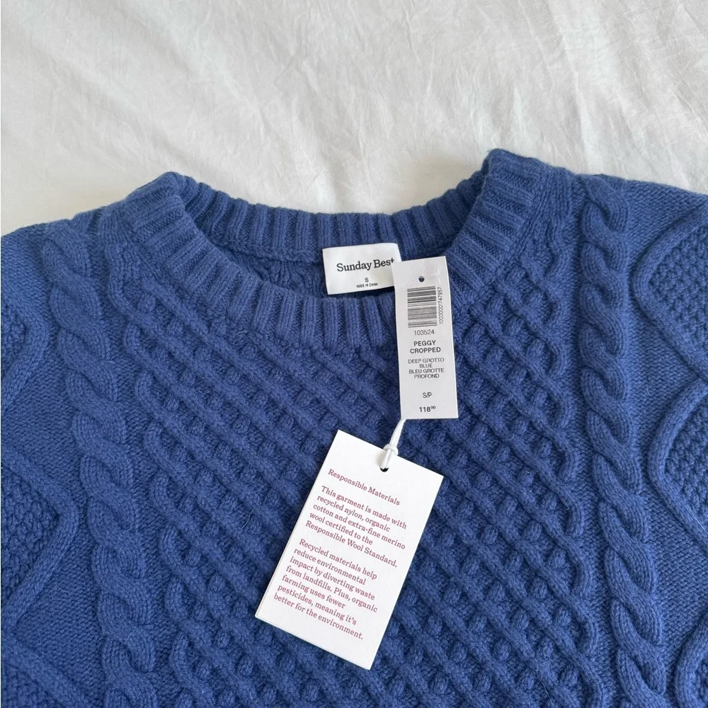 Aritzia Peggy sweater cropped Blue - Picture 4 of 7